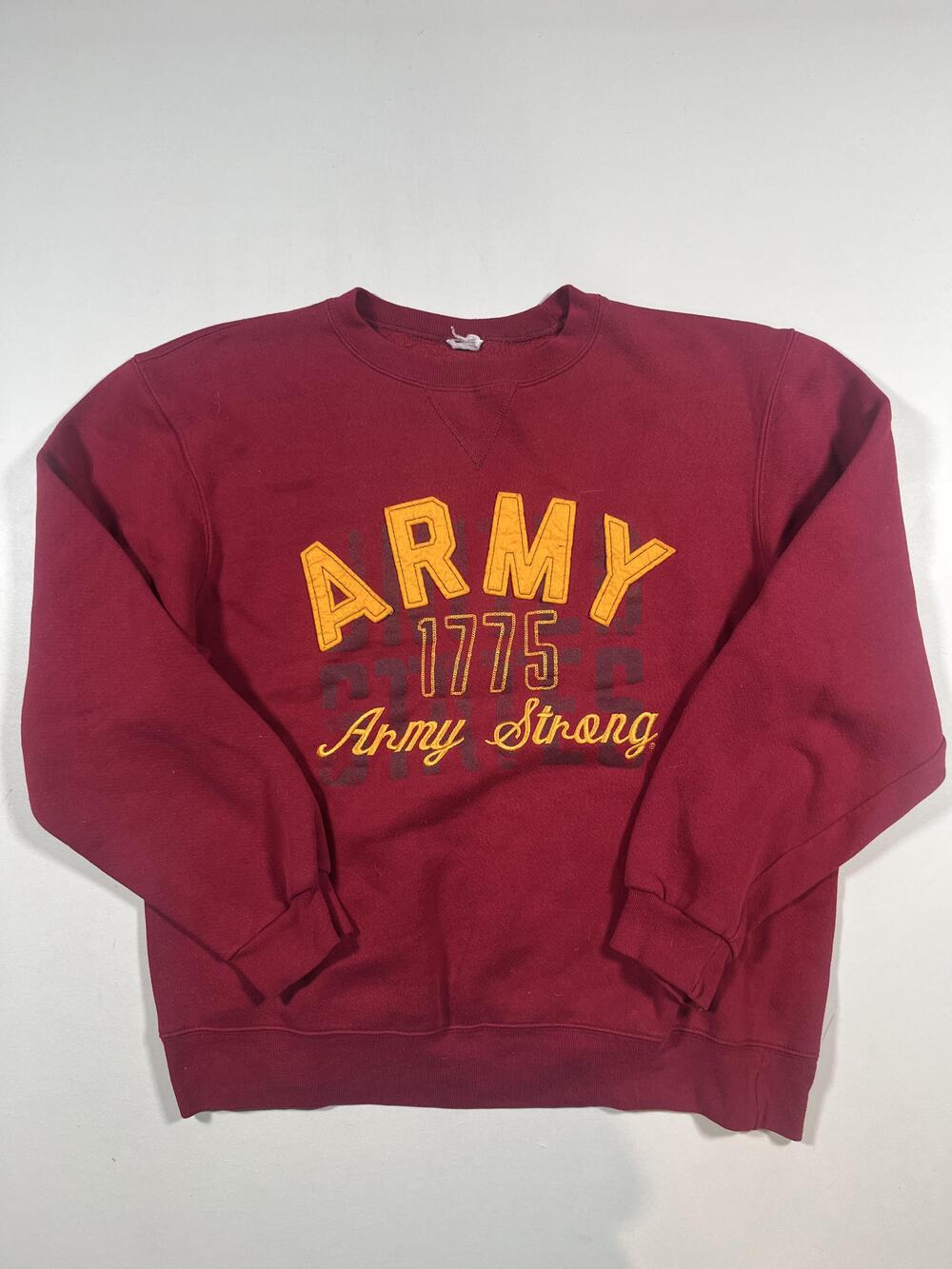 Soffe Sweatshirt Mens Red Fleece Crewneck Pullover Army Strong 1775 Read